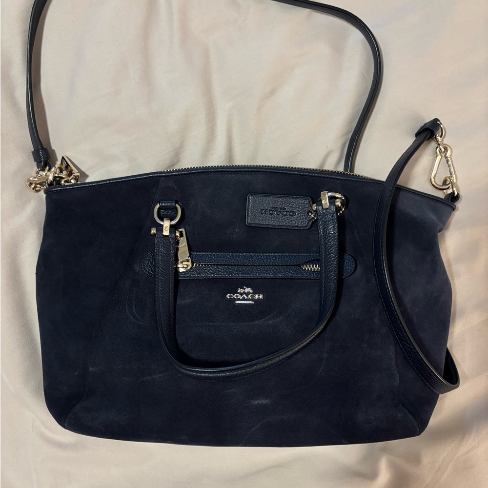 Coach Navy Suede Crossbody Women's Bag